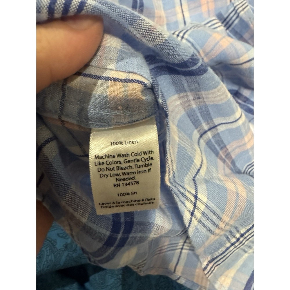 Vineyard Vines Classic Fit Tucker Shirt Mens 3XB Button Down 100% Linen Blue - Picture 7 of 8